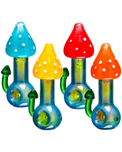 Mushroom Glass Hand Pipe - Yellow