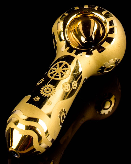 Clockwork Nexus Golden Frost Glass Hand Pipe