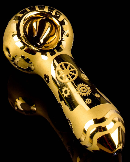 Clockwork Nexus Golden Frost Glass Hand Pipe
