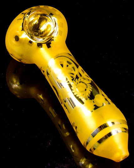 Clockwork Nexus Golden Frost Glass Hand Pipe
