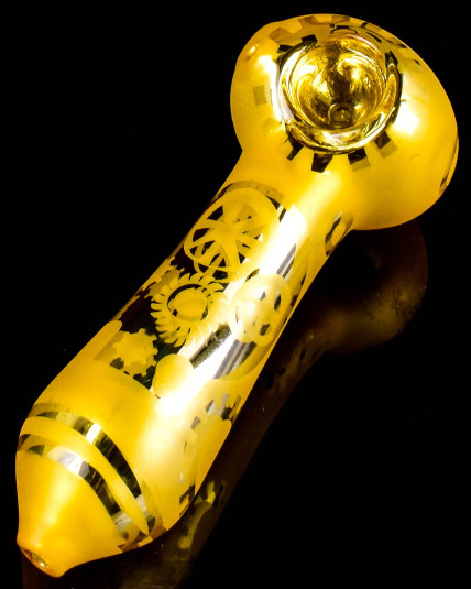 Clockwork Nexus Golden Frost Glass Hand Pipe