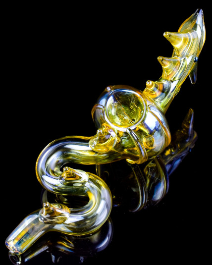 King Cobra Golden Fumed Glass Hand Pipe