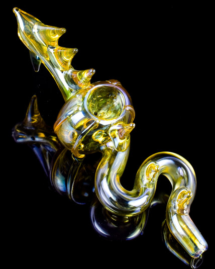 King Cobra Golden Fumed Glass Hand Pipe