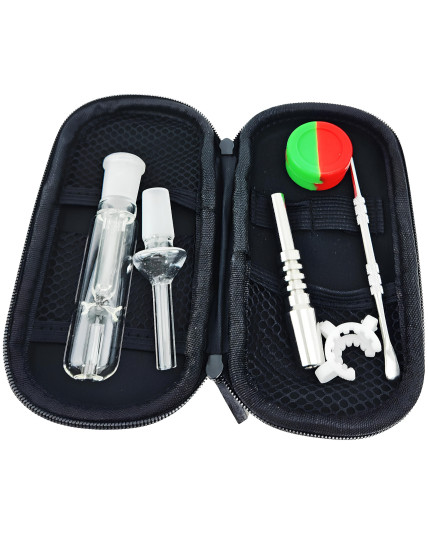 14mm Nectar Pipe Zipper Case Set w/ Glass & Stainless Steel Tip