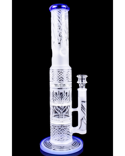 The Panthers - 16" Sand Blasted Engraved Double Honeycomb w/ Turbine Perc Bong