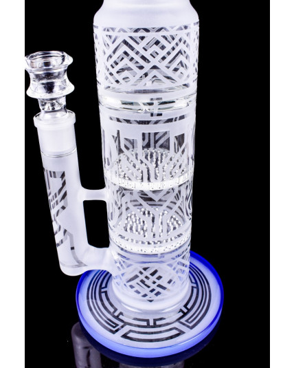 The Panthers - 16" Sand Blasted Engraved Double Honeycomb w/ Turbine Perc Bong