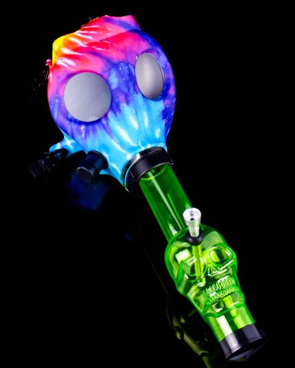 Gas Mask Pipe Bong - Includes Acrylic Water Pipe - Full Set - Tie-Die