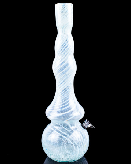 Elegant Flower Vase Round Bottom Bong - White Swirls