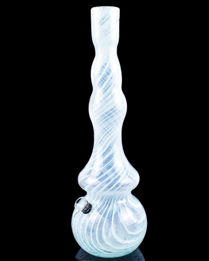 Elegant Flower Vase Round Bottom Bong - White Swirls