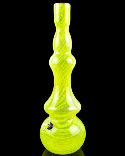 Elegant Flower Vase Round Bottom Bong - Yellow Swirls