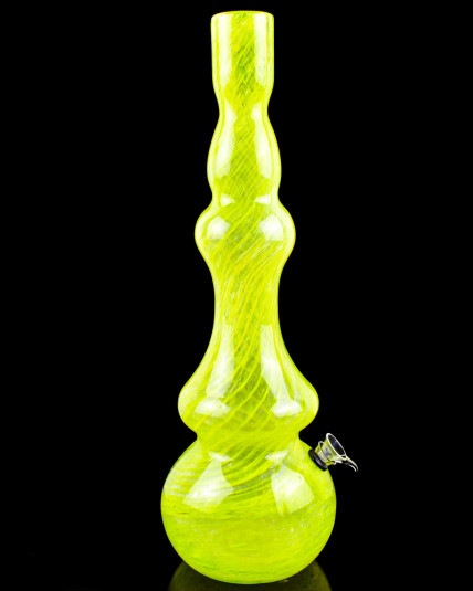 Elegant Flower Vase Round Bottom Bong - Yellow Swirls