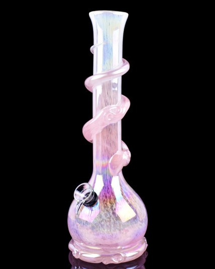 Blushing Blossom - 12" Flower Vase Wire Wrapped Round Base Bong