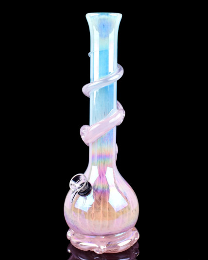 Blushing Blossom - 12" Flower Vase Wire Wrapped Round Base Bong