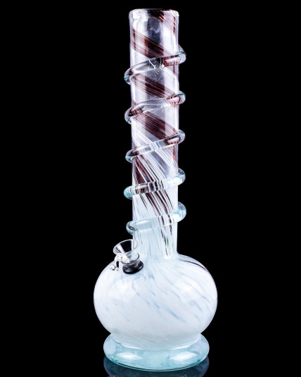 The Twisted - 14" Wire Wrapped Round Base Bong - Black N White