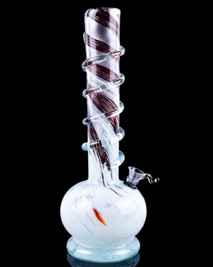 The Twisted - 14" Wire Wrapped Round Base Bong - Black N White