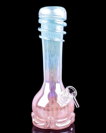 Iridescent Beauty - 8" Designed Bottom Wrap Bong - Blue Sky