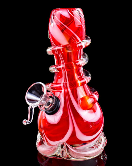 Twisted Round Base Mini Bong - Red