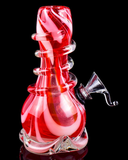 Twisted Round Base Mini Bong - Red