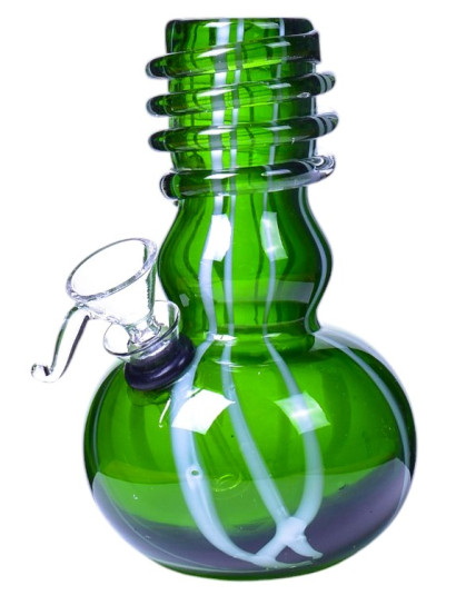 6" Wire Wrap Double Bubble Mini Bong - Green