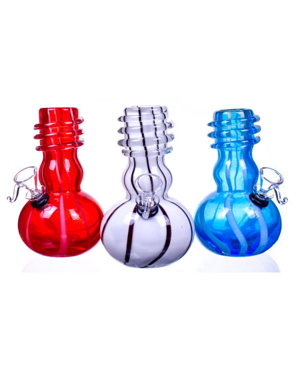 6" Wire Wrap Double Bubble Mini Bong - Beautiful Color Drop