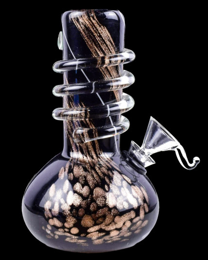 6" Round Bottom Twist Grip Colored Shimmer Water Pipe Mini Bong - Black