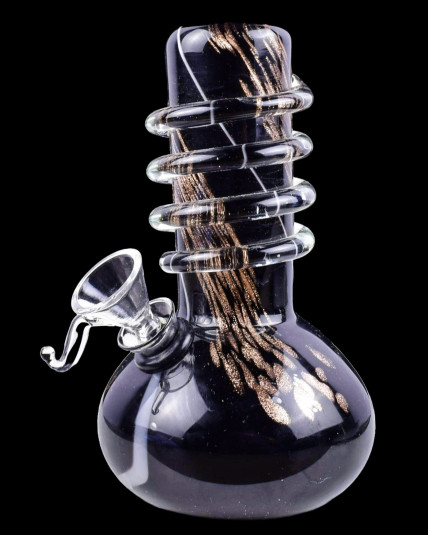 6" Round Bottom Twist Grip Colored Shimmer Water Pipe Mini Bong - Black