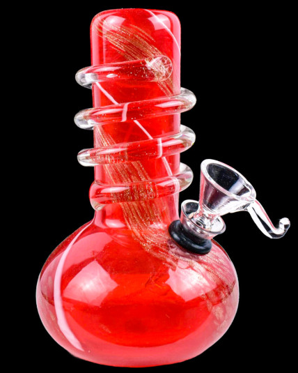 Twisted Aura - Round Bottom Shimmer Mini Bong - Red