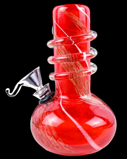 Twisted Aura - Round Bottom Shimmer Mini Bong - Red