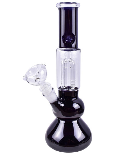 12" Beaker Base Bong with 4-Arm Tree Perc Water Pipe - Black