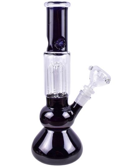 12" Beaker Base Bong with 4-Arm Tree Perc Water Pipe - Black
