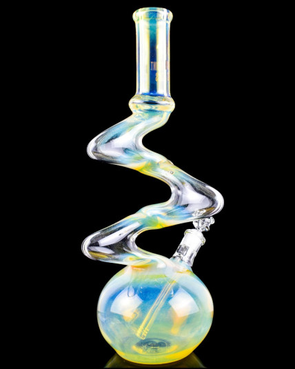20" Triple Zig Zag Zong Monster Bong - Aqua Blue Fumed