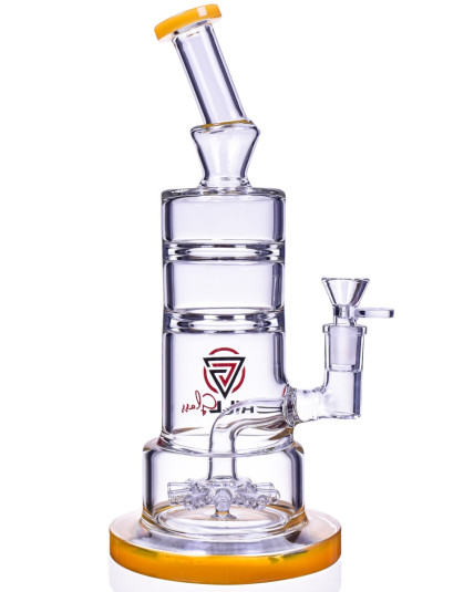 Chill Glass - 11" Tilted 10 Arm Sprinkler Bong - Amber