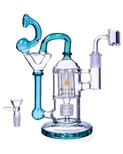 The Smiler by Atomic Glass 9” Dual Perc Bong Dab Rig