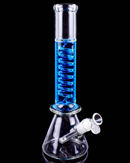 14" Glycerin Coil Perc Beaker Bong - Blue