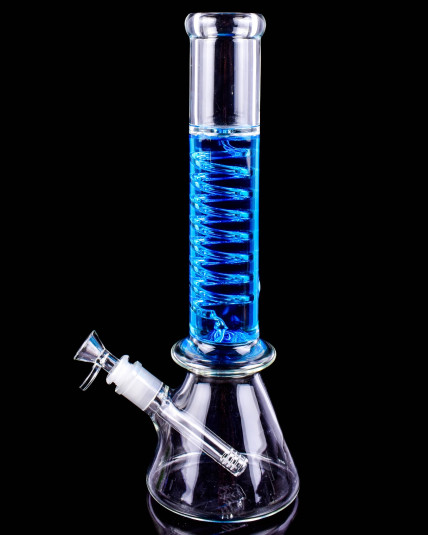 14" Glycerin Coil Perc Beaker Bong - Blue