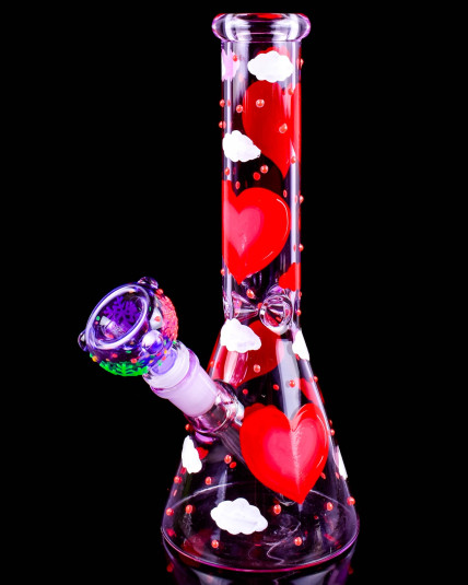 Pinky Hearts Glow In The Dark Beaker Bong