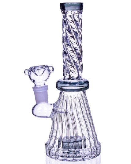 Mortal Smoke - 8" Spiral Design Matrix Perc Beaker Bong - Ash Black