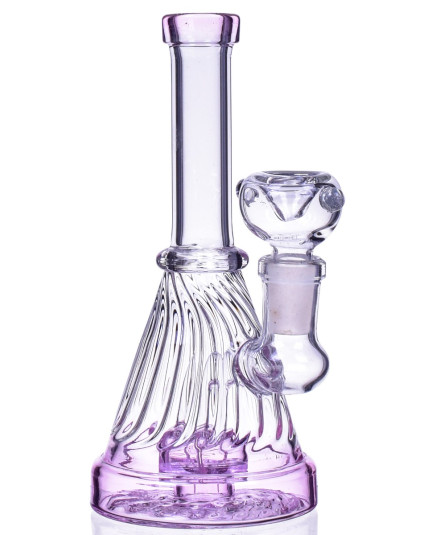 Mortal Smoke - 6" Spiral Design Matrix Perc Beaker Bong - Tinted Pink