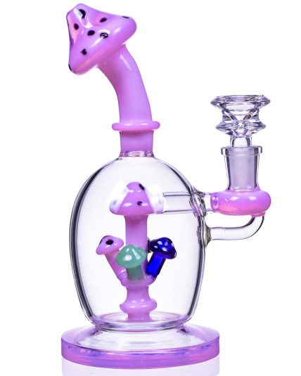 Pink O'Smoke - Mushroom Perc Orb Base Tilted Bong - Pink