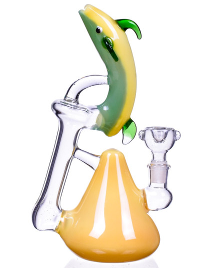 The Dolphin - 9" Double Chamber Beaker Bong - Yellow
