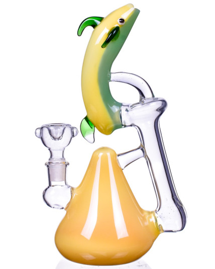 The Dolphin - 9" Double Chamber Beaker Bong - Yellow