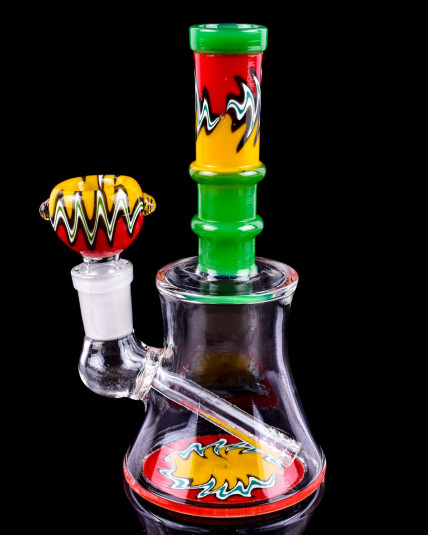 Rainbow Smash - 6" Mini Wig Wag Bong w/ Ice Catcher