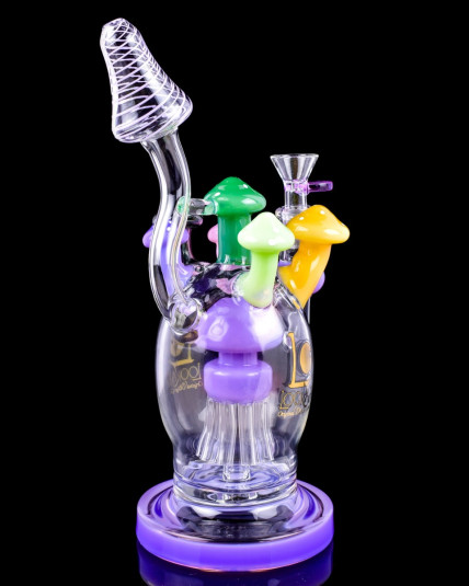 Magical Mushroom - 11" Lookah® Mushroom Bong Glass Water Pipe - Milk Purple