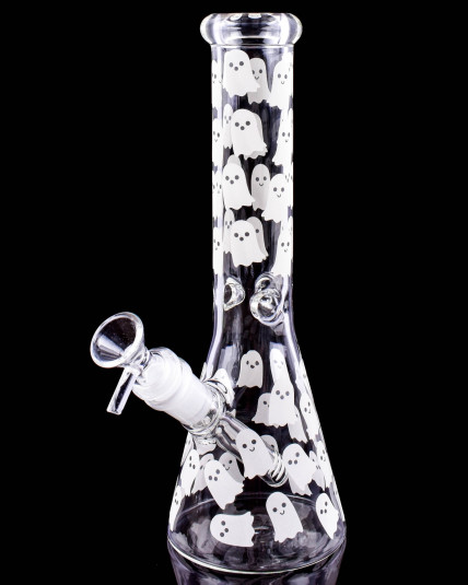Glow in the Dark Ghost Decal Beaker Bong