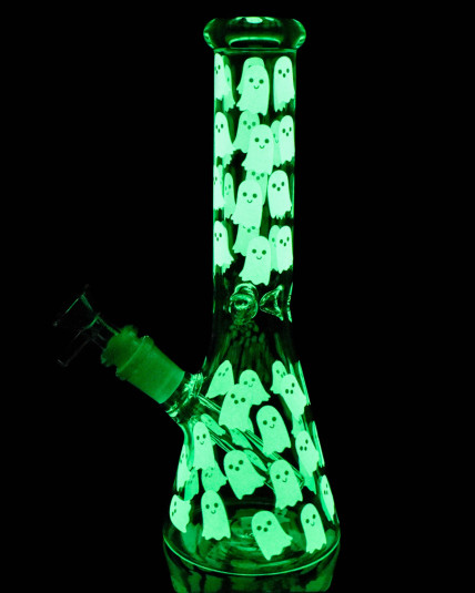 Glow in the Dark Ghost Decal Beaker Bong