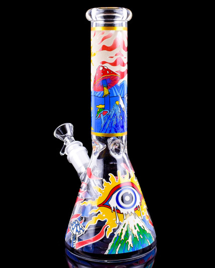 Cosmic Mushroom Glow In The Dark Beaker Bong