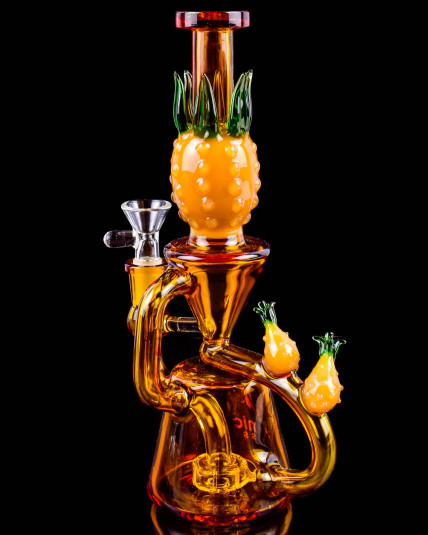 Atomic Glass – Golden Pineapple Recycler Bong