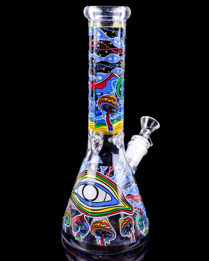 Mushroom Mirage Glow In The Dark Beaker Bong