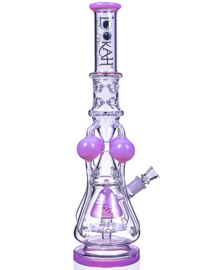 The Amazonian Trophy - Lookah Platinum Series Bong - 19" Smoking Bong With 4 Circular Chamber Recycler And Sprinkler Mushroom Perc - Pink