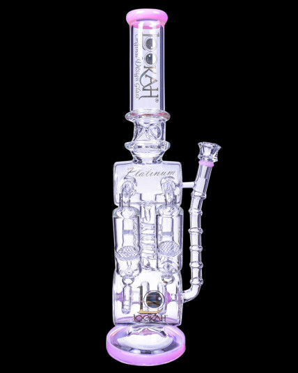 The Tetra - Lookah® - 20" Barrel Perc And Quad Honeycomb Bong - Pink